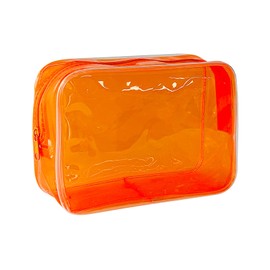 TotePrint Clear PVC Toiletry Bags in 1 Bright Colours Large Capacity, Orange-1 piece, Modern