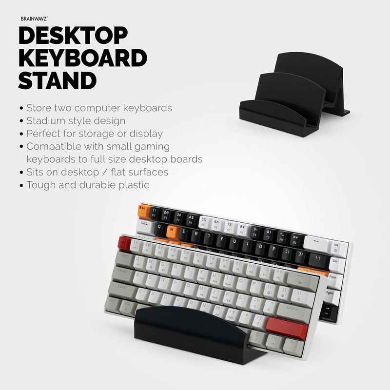 BRAINWAVZ Dual Desktop Keyboard Stand & Holder, Organize Your Desk,