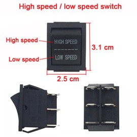 2 PCS 6V 12V High Low Speed Switch for Kids Ride On Toy Car Electric Replacement Parts Children's Wheels for Kids Powered Momentary Rocker Switch DPDT Car Boat Black KCD2 Accessories