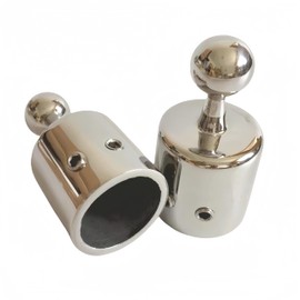 Pair of 316SS Heavy Duty Bimini Top Stainless Steel End Ball with two Eyes for 7/8in ID Marine Bimini Ball Top Fittings Marine Hardware (7/8in(22.5mm) I.D.)