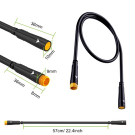 3PIN Ebike Extension Cable for Bafang Mid & Hub Motors - 57CM (2.4") Waterproof Electric Bike Extension Cable Compatible with Thumb/Twist Throttle, Brake Lever, and Gear Sensor(Male to Female