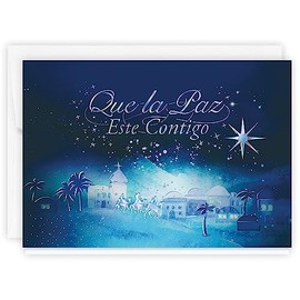 The Gallery Collection, 25 Count Card Pack, Spanish Religious Christmas Cards with Foil Lined Envelopes (Feliz Peaceful Journey), For Business or Consumer