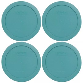 Pyrex 7201-PC 4 Cup Round Plastic Turquoise Replacement Lid for Glass Bowl 4PK