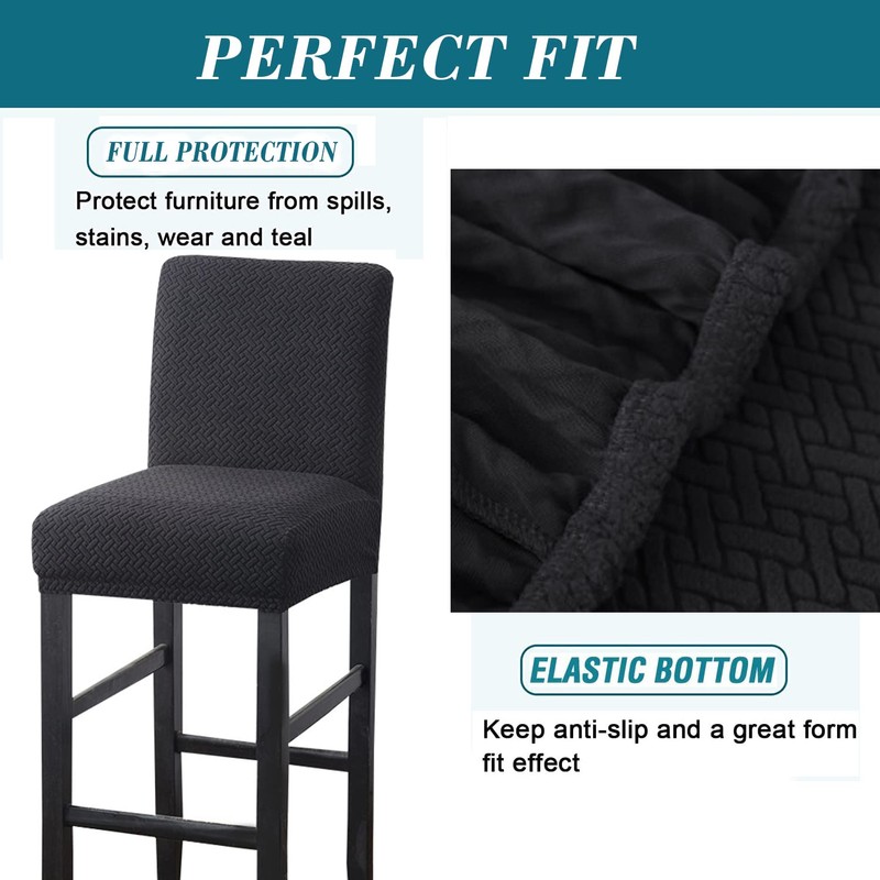 HFCNMY Bar Stool Covers,4 Pack Stretch Covers with Backs Jacquard