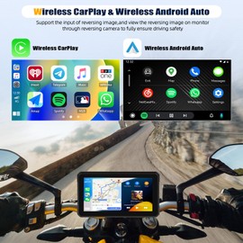 CarPlay Screen for Motorcycle,Portable Wireless Carplay/Android Auto for Motorcycle,6 inch IPS Waterproof Portable Radio GPS Display for Motorbike with Airplay,Bluetooth,TF Port