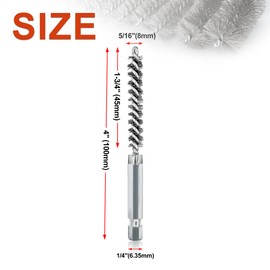 ASNOMY Pack of 5 8 mm Wire Brush for Drill, Various Sizes, Cylinder Brush, with Hexagonal Bar, Stainless Steel Hole Brush, Cylinder Wire Brush for Drill, Polishing, Grinding, Cleaning