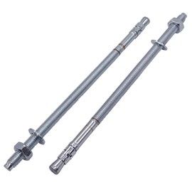 (Pack of 2 pcs) Wedge Anchors M10 x 230 mm, Metal Dowels, Through Bolt Masonry Fixing, Concrete Expansion Anchor (2, M10 x 230 mm)