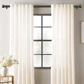 2 Pack Curtain Rods for Windows 72 to 144 Inch, 1 Inch Black Adjustable Heavy Duty Extra Long Curtain Rod Set with End Cap, Modern Outdoor Drapery Rods for Patio Bedroom, Size 32"- 150"