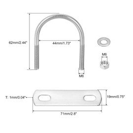 QUARKZMAN Set of 4 U Bolts M6 x 42 mm ID x 62 mm Length Round U U-Bolt Stainless Steel 304 Clamp Clamps U Bolt with Thread Nuts Frame Plate Washer for Pipe Mounting