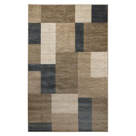 Superior Indoor Area Rug, Jute Backing, Home Decor for Bedroom, Living Room, Office, Kitchen, Hallway, Floor Cover, Patchwork, Color Block, Plush, Clifton Collection, 8' x 8' Square, Beige