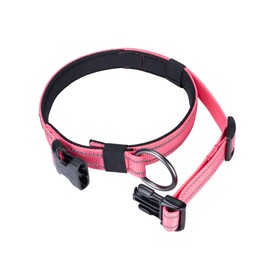 EXCELLENT ELITE SPANKER Reflective Dog Collar Classic Soft Padded Breathable Nylon Adjustable Pet Collar with Quick Release Buckle for Boy Girl Male Female Puppies Small Medium Large Dogs(Pink-L)