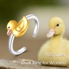 ONEFINITY Duck Ring 925 Sterling Silver Open Ring Duck Jewellery