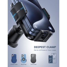 Lamicall 2025 Wider Clamp & Metal Hook Car Phone Holder Vent [Thick Cases Friendly] Phone Holders for Your Car Mount Automobile Hands Free Cradle Air Vent for Smartphone (Dark Grey)