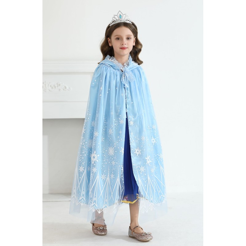 PURFEEL Girls Princess Cape Kids Snowflake Hooded Cloak Play Costume