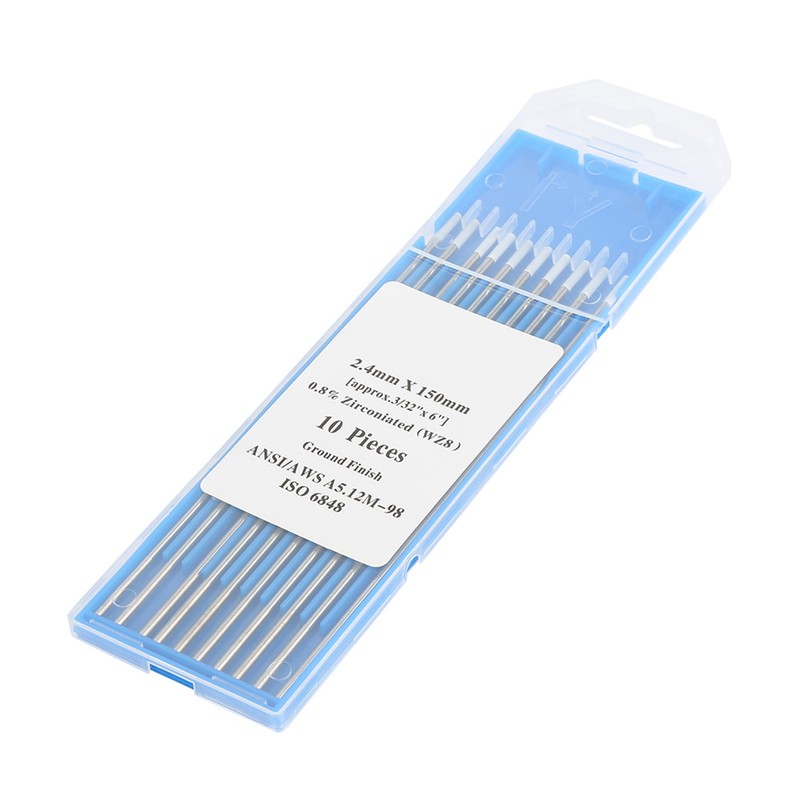 10Pcs Zirconiated Tungsten Electrodes WZ8 White Tip for AC Tig