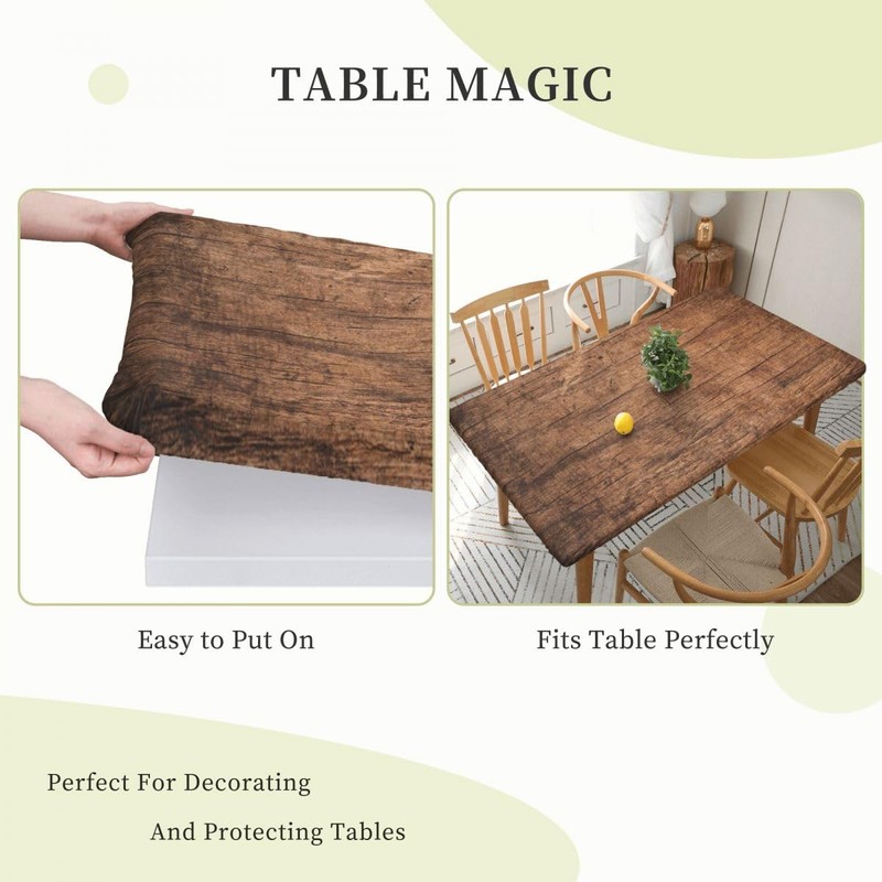 LKEZYOEL Fitted Rectangle Table Cloth for 4ft Table Old Brown