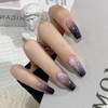 24 Pcs Black Gradient Pink Cat Eye Press on Nails