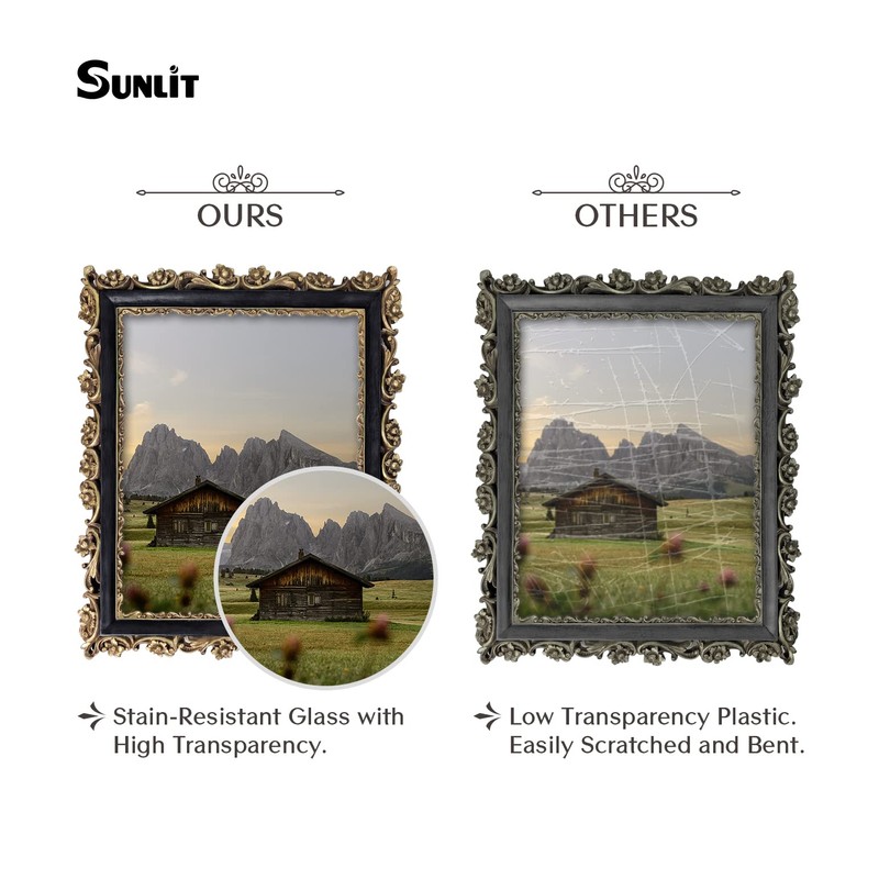 Sunlit Vintage Picture Frame 8x10 Inch, Luxury Antique Photo Frames