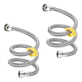 Qrity 2 Pieces G 1/2 Inch x G 1/2 Inch Stainless Steel Braided Hose, Flexible Water Pipe for Bathroom, Toilet, Taps, Kitchen Sink, Water Inlet Hoses, 250 cm
