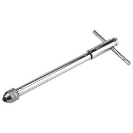Adjustable T-Handle Ratchet Tap Holder Wrench Household Alloy Steel Silver Adjustable T Type One-Hand Ratchet Wrench Adjustable Tap Wrench T-Handle Tap Wrenches (M5-M12 Long)