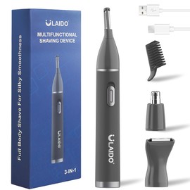 ULAIDO Nose and Ear Hair Trimmer for Men, Rechargeable 3 in 1 Hair Trimmers for Nose Ear Eyebrow & Body Detail Hair Removal, No Pull No Snag Men's Grooming with High Speed, 3 Heads