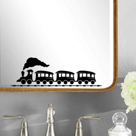 Cute Steam Train Fun Kid's Decal Wall Sticker Nursery Décor - Railway (20cm x 6.5cm, Black)