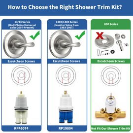 Replacement for Delta Classic 13 Series Single-Function Shower Valve Trim Kit, Shower Handle, Brushed Nickel Shower Trim Kit T13020-SS (RP46074 Cartridge Included, Valve Not Included)