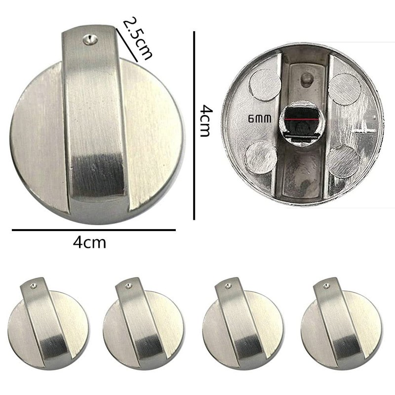 ELEGANTTIN 4 PCS Gas Stove Knob 6mm Universal Cooker Replacement