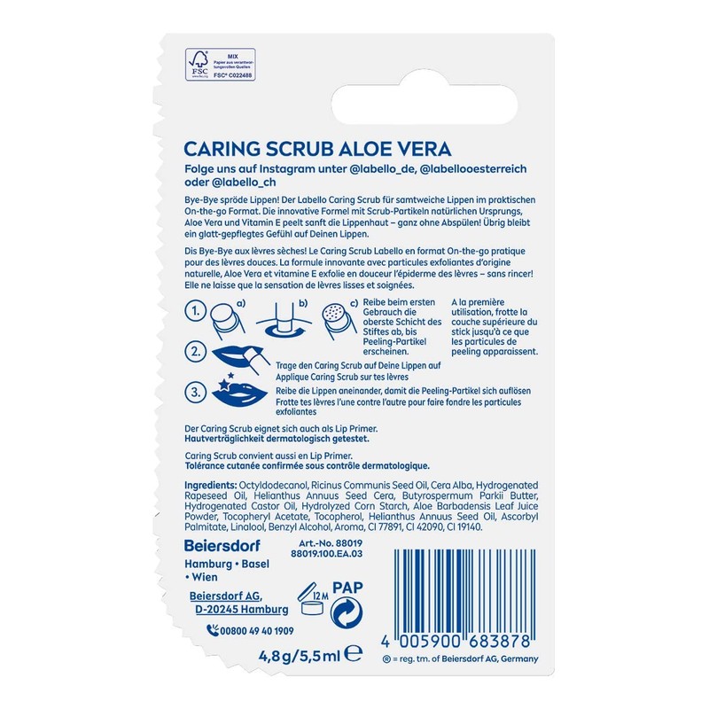 Labello Lip Scrub Aloe Vera (5.5 ml), Innovative Lip Balm