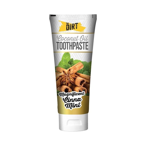 THE DIRT Coconut Oil Toothpaste - Fluoride & Gluten Free - Natural Oral Care for a Refreshing Smile - Cinnna Mint Flavor (35g: 6 Week Supply)