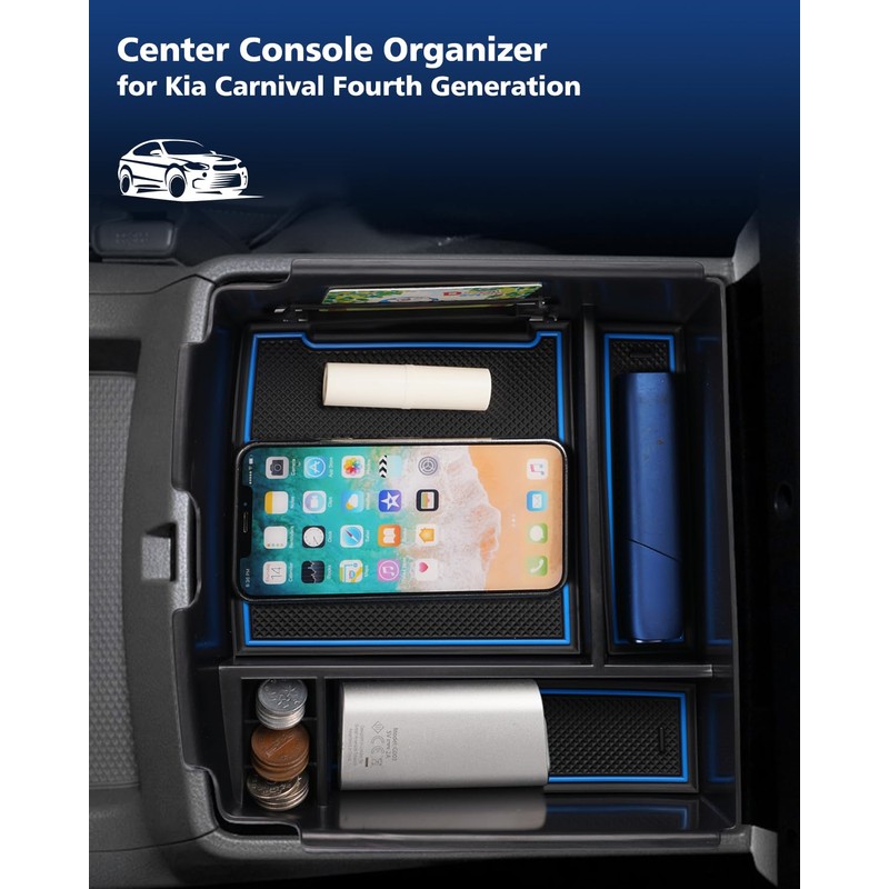 FIILINES Center Console Organizer for Kia Carnival MPV 2022-2025, ABS