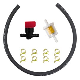 YGQ 5414K 6mm 1/4" Fuel Line Hose + Inline Fuel Filter + Fuel Shut Off Valve Compatible with Briggs 283207 791850 95162S 691035 698183 Lawn Mower Small Engines with 8 Clamps