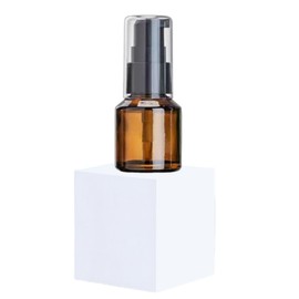 Brown 15 ML Empty Refillable Glass Lotion Pump Bottle - Cosmetic Sample Container with Black Plastic Pump Head - Ideal for Creams, Serums, Emulsions, Travel Packing, and Beauty Gels, Pump Dispensers