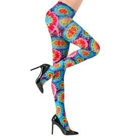 Widmann - Psychedelische Strumpfhose, Neon, 40 DEN, Disco Fever, Karneval, Mottoparty