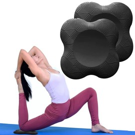 QEXUJOW Yoga Mats, 2-Piece Knee Cushion Yoga, Non-Slip Knee Pad Mat Set, Wear-Resistant, Protects Knees, Hands, Wrists and Elbows (Black)