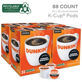 Dunkin' Single-Serve Coffee K-Cup®, Dark Roast, Carton of 4 Boxes of 22
