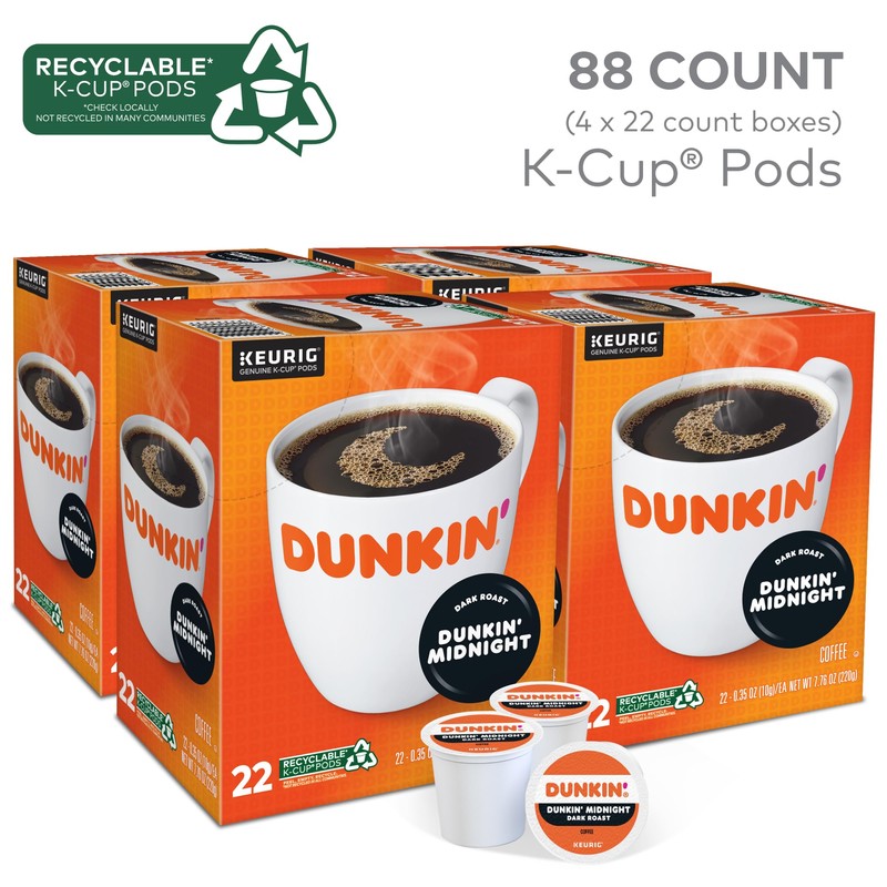 Dunkin' Single-Serve Coffee K-Cup®, Dark Roast, Carton of 4 Boxes