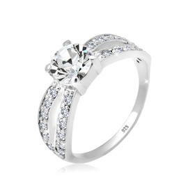Elli Women's Ring Solitaire Glamorous with Crystal, Silver, Glass