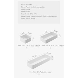 RAUVOLFIA Plastic Drawer Organizers Set, 3-Size Versatile Bathroom and Vanity Drawer Organizer Trays, Storage Bins for Makeup, Bedroom, Kitchen Gadgets Utensils and Office