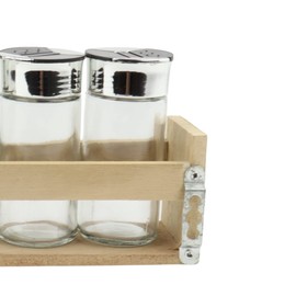 Difuzed Excellent Houseware Spice Rack with Wooden Stand, Set of 6