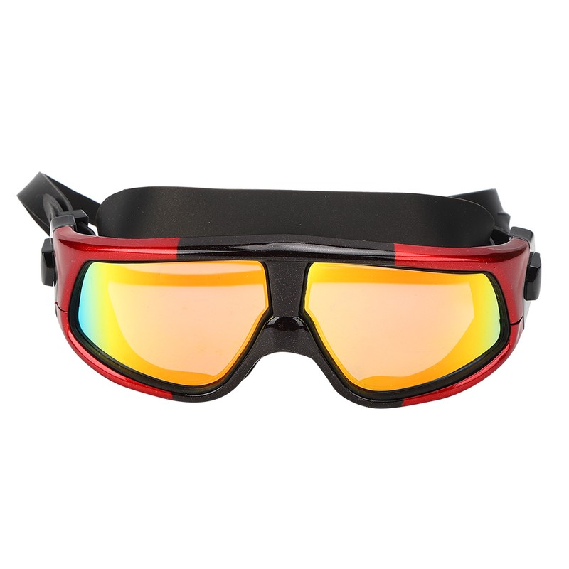 Adult Large Frame Waterproof Antifog Swimming Goggles Electroplate Plain Glass