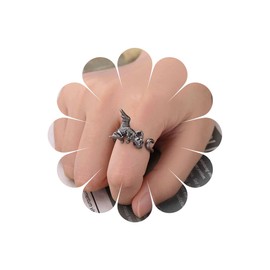 Xduargs Boho Flying Dragon Finger Ring Silver Antique Dragon Open Knuckle Ring Vintage Dragon Wrap Open Ring Punk Dragon Adjustable Stacking Ring Jewellery for Women, Zinc, No Gemstone