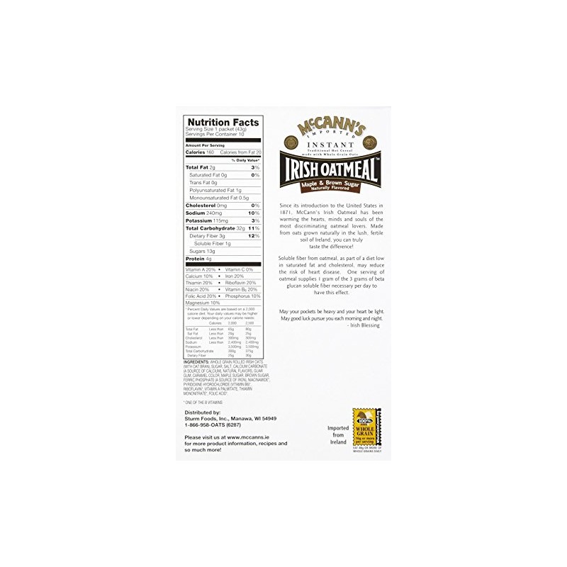 McCann's Instant Irish Oatmeal - Maple Brown Sugar - 15.1