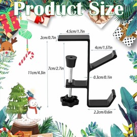 Wdaxze 2 in 1 Garland Stocking Hangers, No Drill Garland Fireplace Stocking Hanger, Adjustable Heavy Duty Garland Hanger and Stocking Mantel Holders with 2 Hooks for Home Christmas Decoration (Black)
