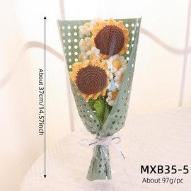 Handmade Crochet Bouquet, 1 Count Artificial Flower Bouquet, Fake Flower Bouquet, Flower Design, Decorative Flower for Home Party Wedding Anniversary, Flower Arrangement Home Decor, Flower Design Hand Bouquet - Color: Green, Specification: 1 count