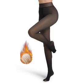 Puimentiua Winter Translucent Tights, Women's Thermal Leggings, Lined Fleece Tights (-5°C – 25°C)