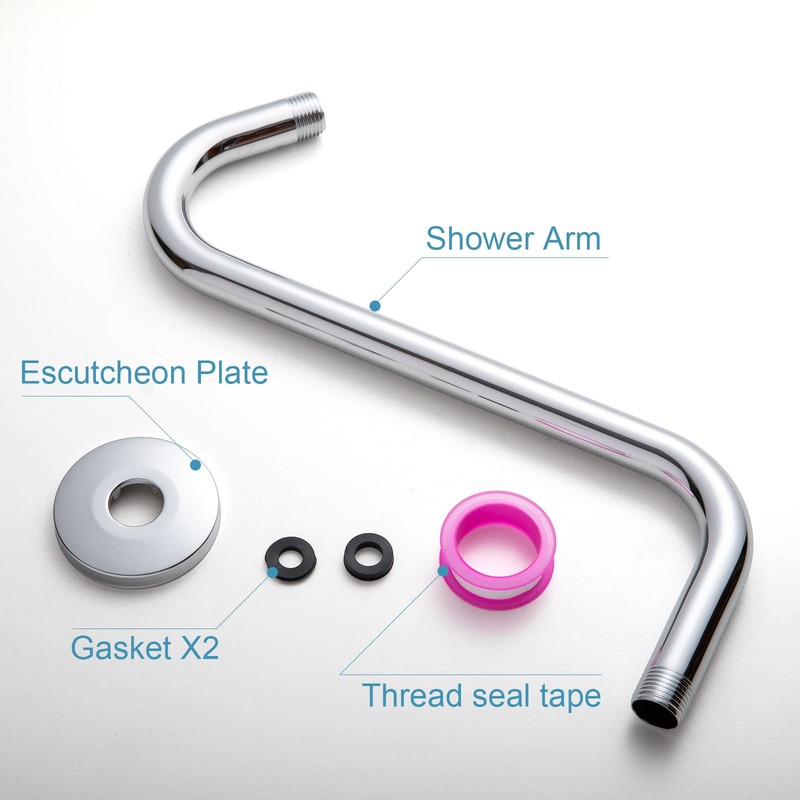 OFFO Shower Head Extension Arm 12 in, S Shaped Shower