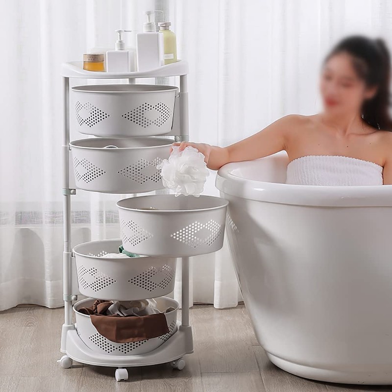 Kaibrite Rotating Kitchen Storage Rack, Multi-Layer Revolving Basket Kitchen Shelf