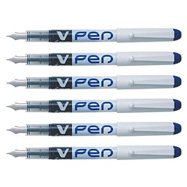 PILOT V-Pen Disposable Erasable Fountain Pens Pack of 6 Blue