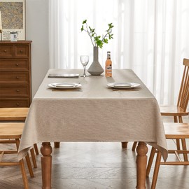 BALCONY & FALCON Jacquard Rectangle Tablecloth Water Resistant Table Cover for Dining, Kitchen, Cafe, Parties and Outdoor Use (Beige, 140x240cm)